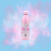 Quy Cup - 500ml Thermosfles “Flamingo” Rose 12 uur heet 24 uur koud herbruikbaar RVS fles (304)