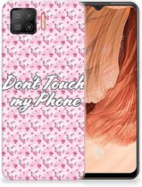 Back Cover Siliconen Hoesje OPPO A73 4G Hoesje met Tekst Flowers Pink Don't Touch My Phone