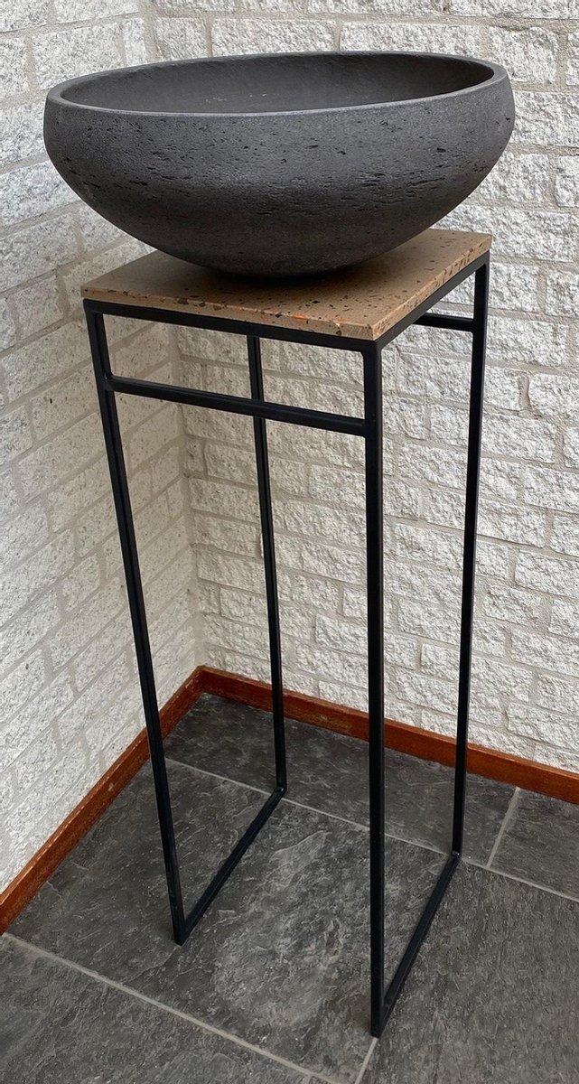 Rostikal Gartendeko Vintage bloemenzuil met plantenschaal, 53 cm, roest, metalen decoratie