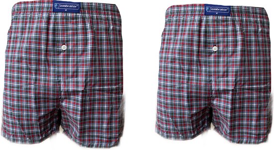 Embrator 2-stuks mannen Boxershort geweven katoen grijs/blauw/wit/rood XXL