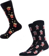 Popcorn sokken voordeelpakket - Zoete popcorn sokken - Zoute popcorn sokken - Film avond cadeau - One size fits all - Unisex