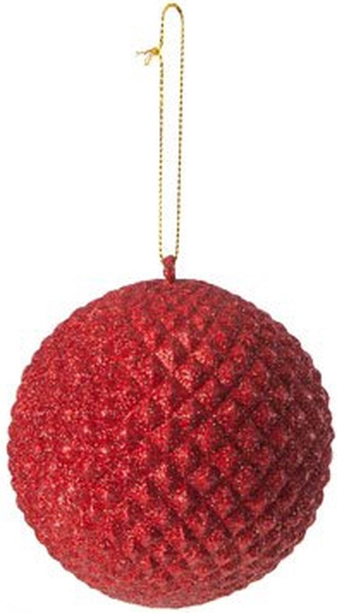 Kerstbal - Rood - 9cm diameter - Per stuk - Kerstversiering - Kerstboom