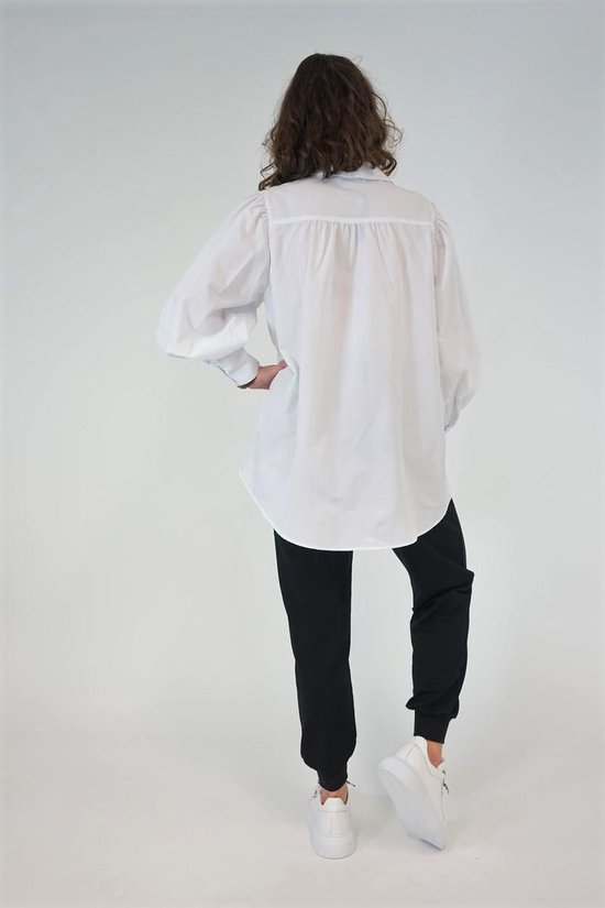 La Pèra Witte blouse met lichte pofmouw Dames - Maat L | bol.com