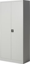Draaideurkast 195 x 92 Cm (HxB) - Grijs - 4 Legborden - 42 Cm Diep - Inclusief 2 Sleutels