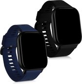 kwmobile 2x armband voor Huami Amazfit GTS 2 Mini - Bandjes voor fitnesstracker in zwart / donkerblauw