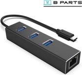 BParts  - Usb C Hub Ethernet + 3 Port Usb 3.0 - Splitter - Black