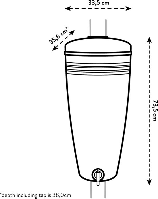 Elho Green Basics Rain Catcher 35LTR - Kunststof Regenton voor Buiten - 100% Gerecycled Plastic - Ø 33.5 x H 73.5 cm - Living Black