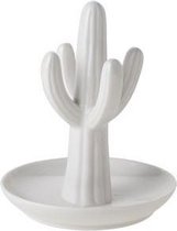 Schaaltje Met Cactus 12x12x14cm Wit - Aardewerk (set van 4)