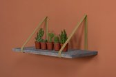 Wandplank set - Marmer Look Donker - incl. Stalen Plankdrager Plat - Messing - 80x23cm - Duraline Sets