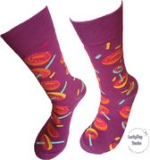 Verjaardag cadeautje voor vrouw - Donut sokken - Sokken - Leuke sokken - Vrolijke sokken - Luckyday Socks - Sokken met tekst - Aparte Sokken - Socks waar je Happy van wordt - Maat