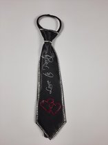 STROPDAS ZWART MET STRASS STEENTJES "LOVE TO PARTY"