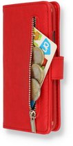 HB Hoesje Geschikt voor Samsung Galaxy S20 Ultra - Luxe Kunstlederen Portemonnee Book Case met Rits - Rood