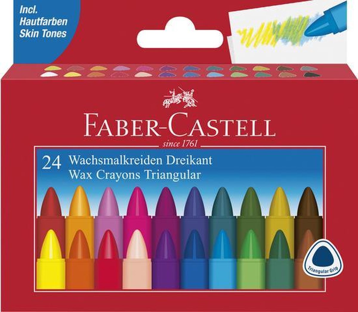 Faber-Castell Waskrijt FC driehoek etui a 24st