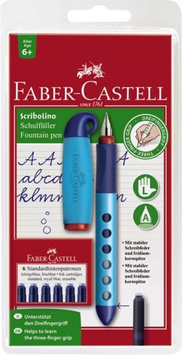 Faber-Castell Scribolino vulpen blauw, voor links- en rechtshandigen