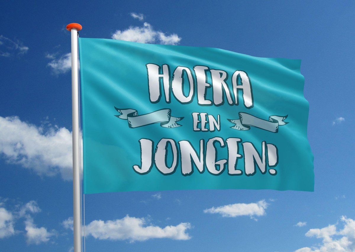 Geboortevlag: 'Hoera een jongen!' - 120x180 cm