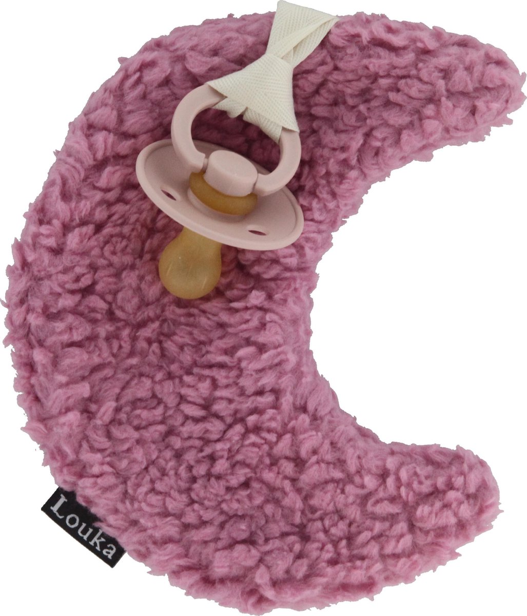 Goedkoopste Louka speendoekje maan roze - teddy katoen - meisje - speenknuffel - excl. Bibs speen