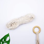 MacramÃ© touw triple twist - 5 mm - 20 meter - Naturel - 100% natuurlijk katoenkoord - MacramÃ© koord