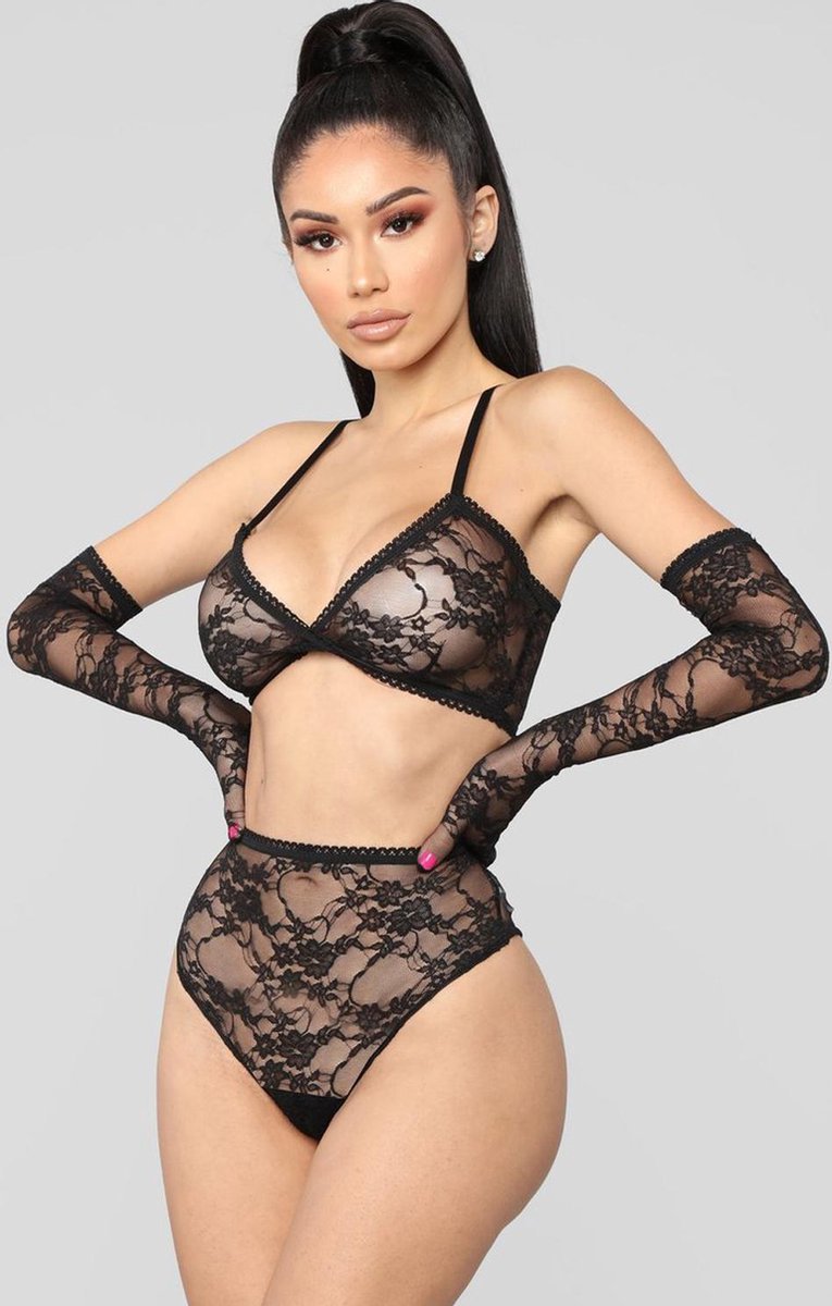 Goedkoopste Zwarte lingerieset met armbedekking