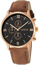 KUNHUANG Geneva Horloge Heren Bruin/Beige Quartz 41mm