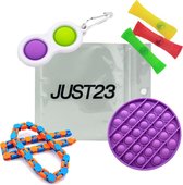 JUST23 Fidget toys pakket  - Fidget toys pakket onder de 20 euro - 1x Pop it paars - 1x Simple dimple - 2x Wacky track - 3x Mesh and marble