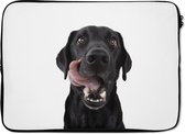 Laptophoes 14 inch - Hond - Zwart - Lik - Laptop sleeve - Binnenmaat 34x23,5 cm - Zwarte achterkant