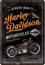 Wandbordje  - Harley Davidson Timeless Tradition - Metalen wandbordje 10 x 14 cm