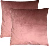 Kussenhoes 45x45 cm Fluweel - Roze - 2 Stuks - Velvet Oudroze