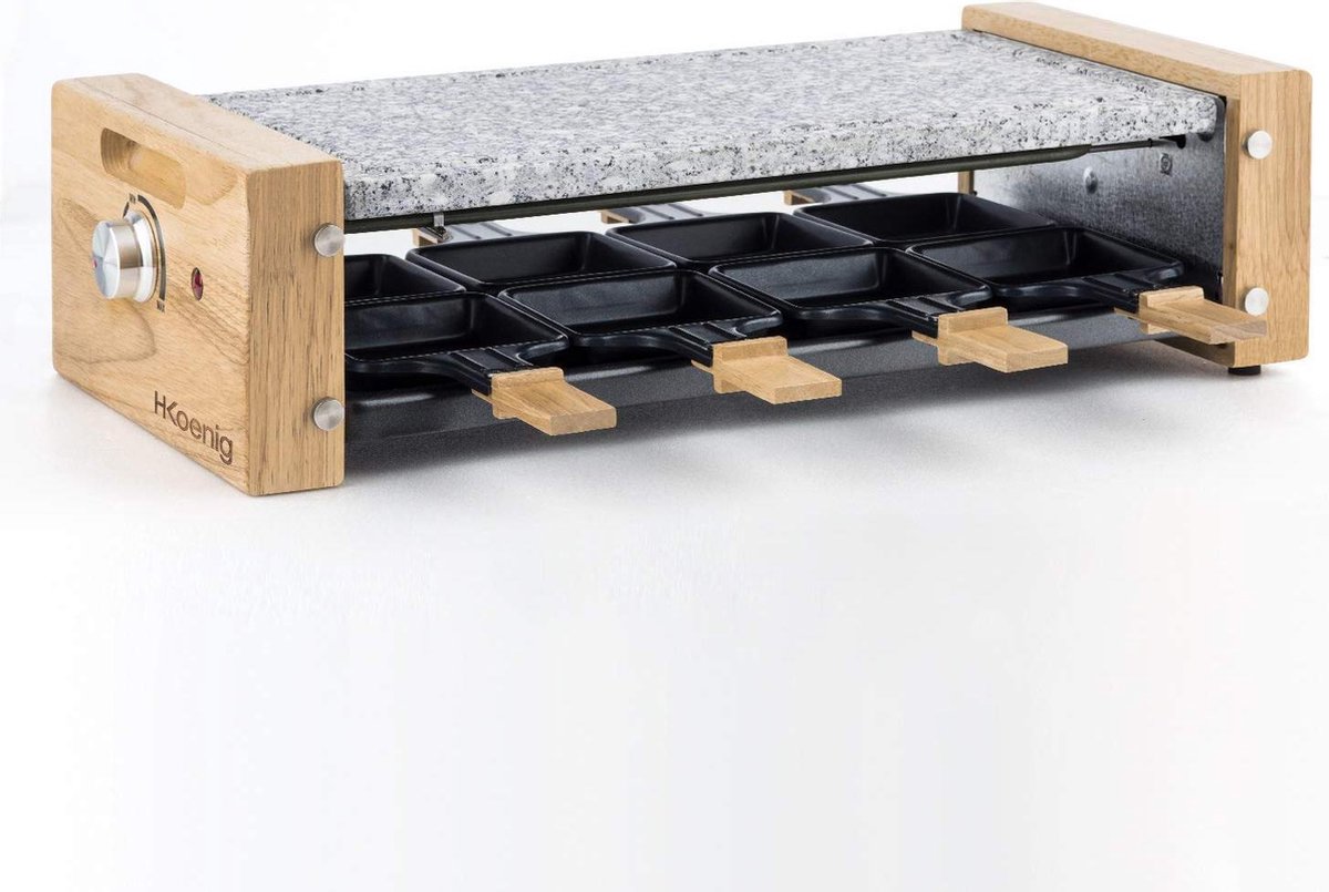 H.Koenig WOD8 - Gourmetset - Steengrill - Raclette - 8 Pannetjes