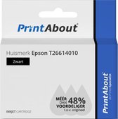PrintAbout huismerk Inktcartridge T26614010 Zwart Hoge capaciteit geschikt voor Epson