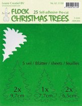 LeCrea - Flock paper Xmas trees groen 25 pre-cut & adhesive 61.1130 15x15cm
