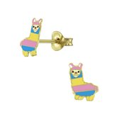 Joy|S - Zilveren Alpaca lama oorbellen - multicolor - 14k goudplating