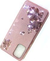 Samsung Galaxy S20 Plus Hoesje Roze Glitters Stevige Siliconen TPU Case BlingBling