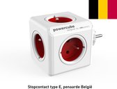 DesignNest PowerCube Original - Rood - Type E (penaarde voor België) stopcontacten - Uitbreidingsmodel - Stekkerdoos - adapter