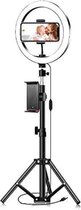 10.2 "LED Ring Light Camera Photo Video Lighting Set with Tripod, 3 Light Modes and 10 Brightness Levels, Height Adjustable, for Live Show, YouTube, Vlog, Makeup