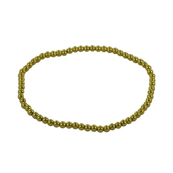 Silventi 9SIL-21084 Zilveren Kralen Armband - Dames - Kralen - 3,8 mm Doorsnee - Rekbaar - 18cm - Gold plated (Verguld / Goud op Zilver)