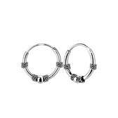 Joy|S - Zilveren Bali oorringen - geoxideerd - 12 mm  - t48