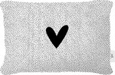 Zoedt Buitenkussen - zwart wit dots patroon en hart - 40x60cm