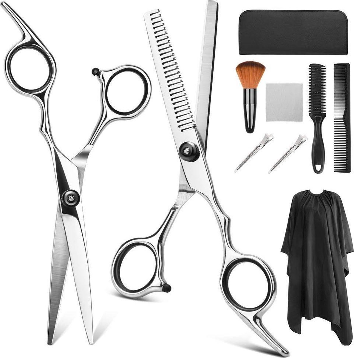 Goedkoopste 10-Delige Kappersset - Professionele Kappersset - Knippen - Kappersschaar Rechtshandig - Uitdunschaar - Effileerschaar - Coupeschaar - Kapper