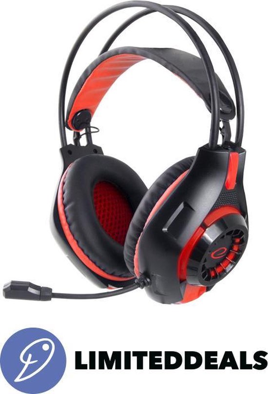 Gaming headset Over Ear verstelbaar DEATHSTRIKE ROOD 420 – Met Verlichting, microfoon & volumeregeling – Extra zachte Eco Leer oorpads – Bedraad &…