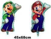 Super Mario Bros en Luigi ballon - 68x44cm - Set - Folieballon - Thema party - Ballonnen - Helium - Verjaardag spelcomputer - Leeg - Mario - Luigi - Super Mario Bros