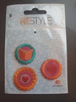 Restyle strijkapplicatie ´hartjes en vlinder´ 3 stuks