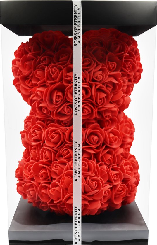 Roses of Eternity - Rose bear met giftbox 25 cm - rozen beer - Valentijn - Kerst - Romantisch Liefdes Moederdag cadeautje - Valentijnsdag - Cadeau voor vrouw - Huwelijk - Vriendin- rood