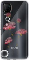 Huawei P40 Lite - Smart cover - Transparant - Rozebloem
