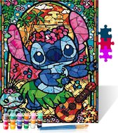 Lilo & Stitch - Puzzel Schilderen op nummer - Houten puzzel - 500 stukjes - 38x52 cm