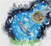 DQ8.019 Diamond Dotz® - Hobby Pakket - Diamond painting volwassenen - Blauwe gitaar 31 x 34cm - Vierkante steentjes - Diamond painting pakket volledig