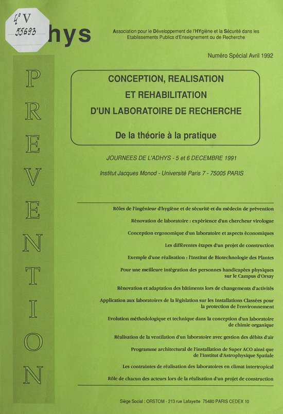 Conception, réalisation et réhabilitation d'un laboratoire ... - cover