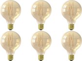 CALEX - LED Lamp 6 Pack - Globe - Filament G95 - E27 Fitting - Dimbaar - 4W - Warm Wit 2100K - Goud