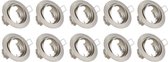 Spot Armatuur 10 Pack - Torna - GU10 Fitting - Inbouw Rond - Mat Nikkel Aluminium - Kantelbaar Ø83mm