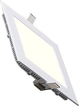 LED Downlight Slim - Inbouw Vierkant 15W - Natuurlijk Wit 4200K - Mat Wit Aluminium - 195mm