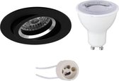 LED Spot Set - Proma Aerony Pro - GU10 Fitting - Dimbaar - Inbouw Rond - Mat Zwart - 6W - Natuurlijk Wit 4200K - Kantelbaar - Ø82mm